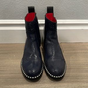 Authentic and worn once navy boots with snakeskin effect